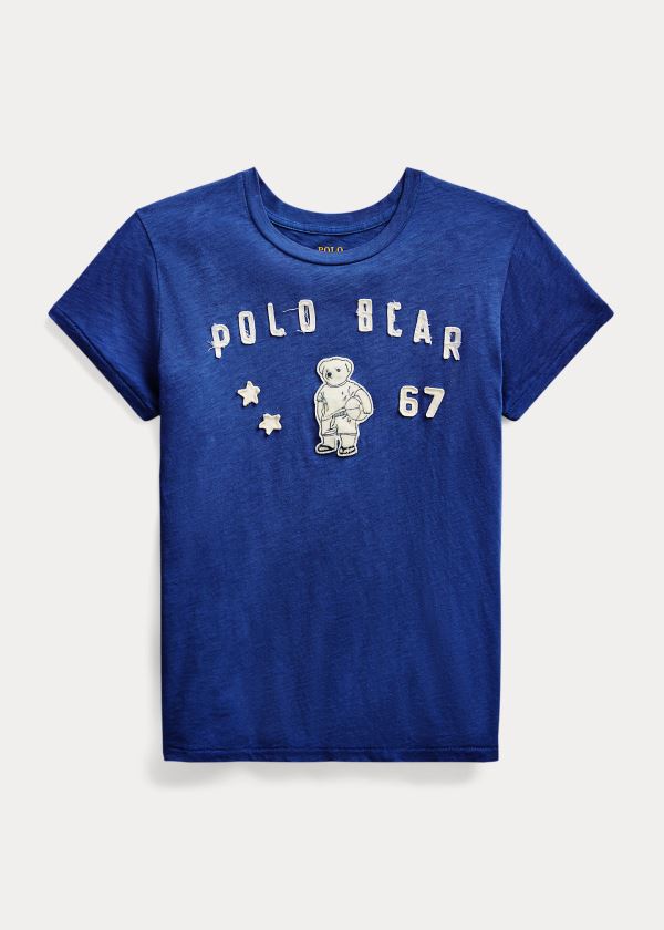 Women's Polo Ralph Lauren Polo Bear Patch Jersey T Shirts | 849057NAR